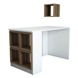 Hanah Home Escritorio de Estudio Moderno Blanco y Nogal para Espacio Productivo